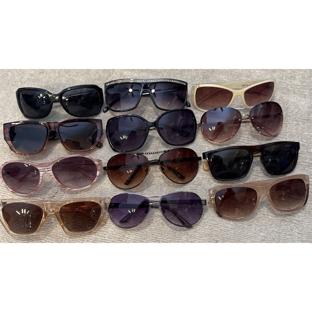 Lot of 12 Womens Designer Sunglasses-Mio Marino,NYS,Revlon,Tahari,Claiborne,Sojo